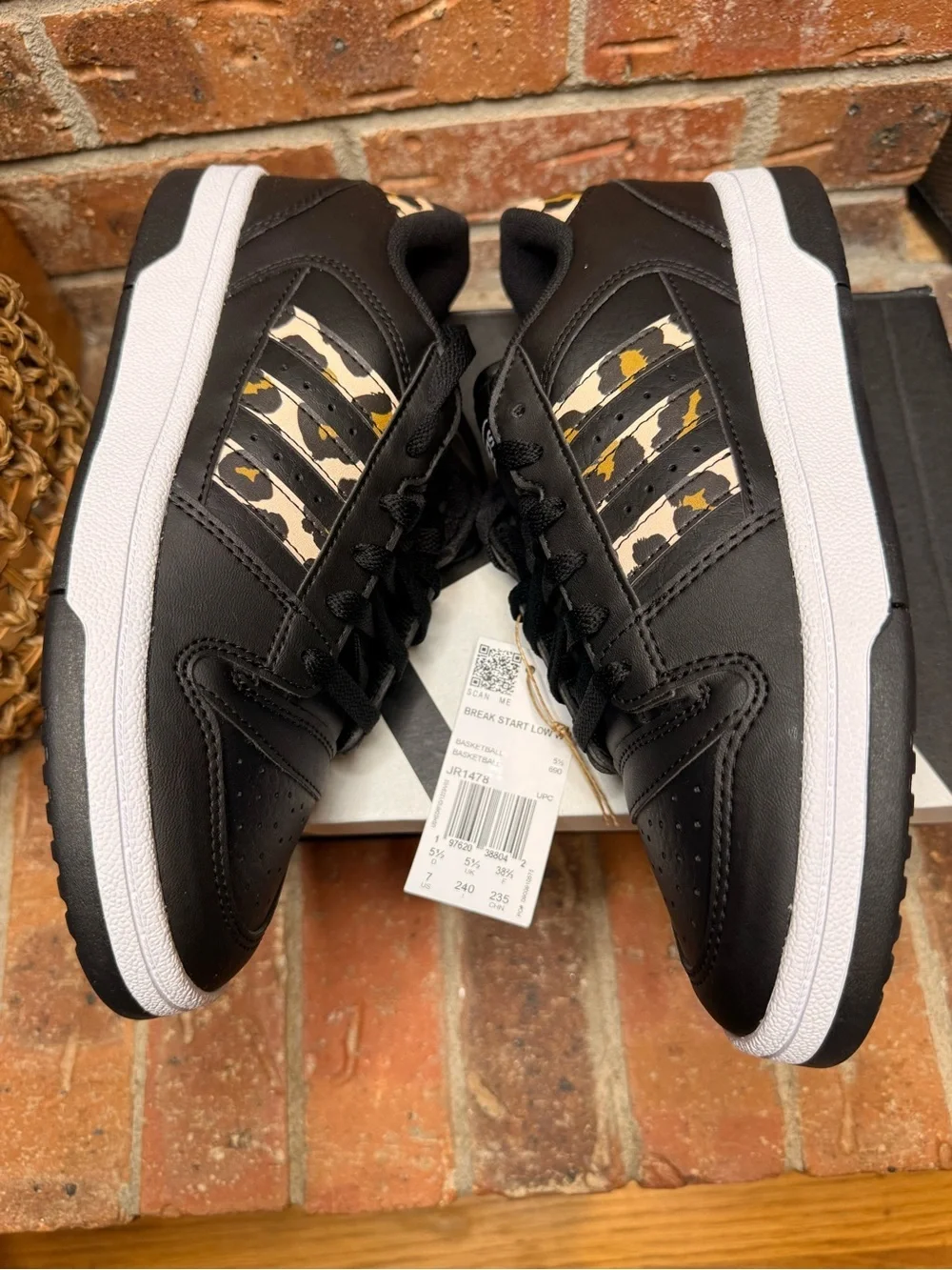 Adidas Break Start Low W Leopard Print Sneakers Black White Women’s Size 7 NIB